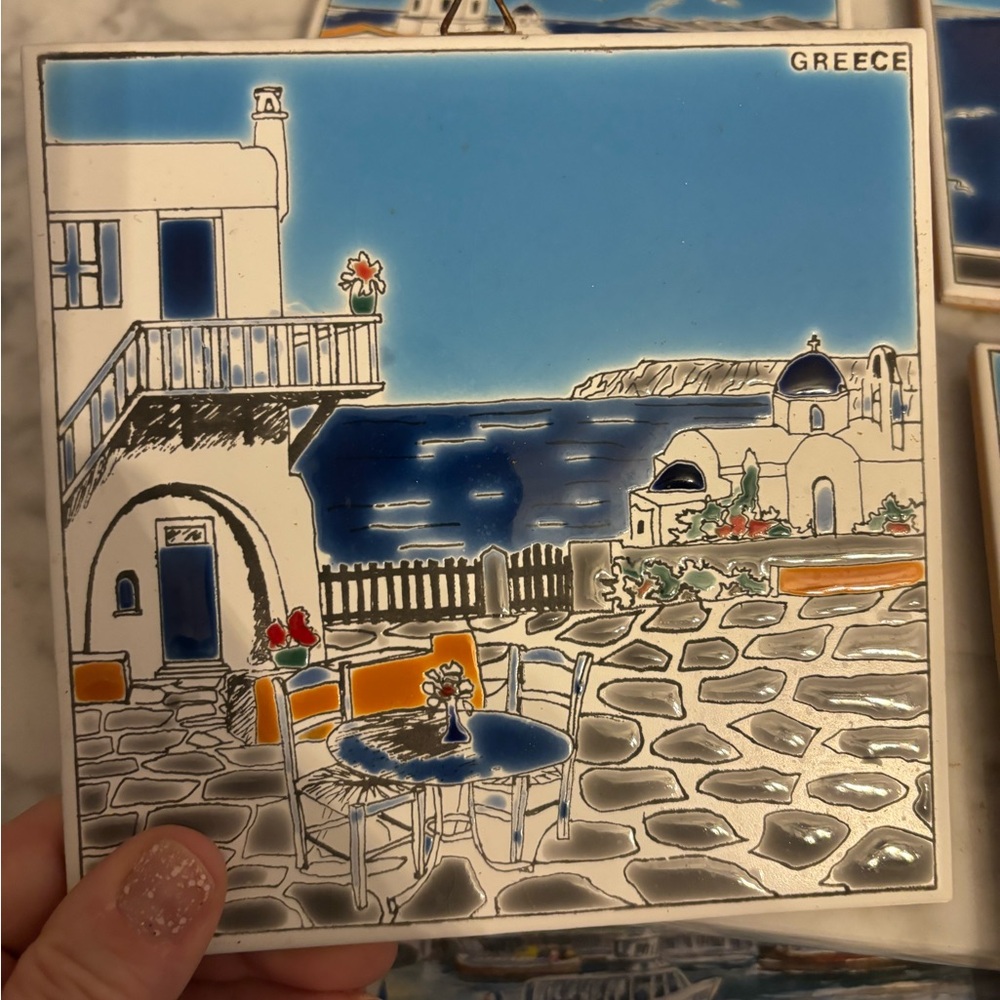 Greece painted tiles